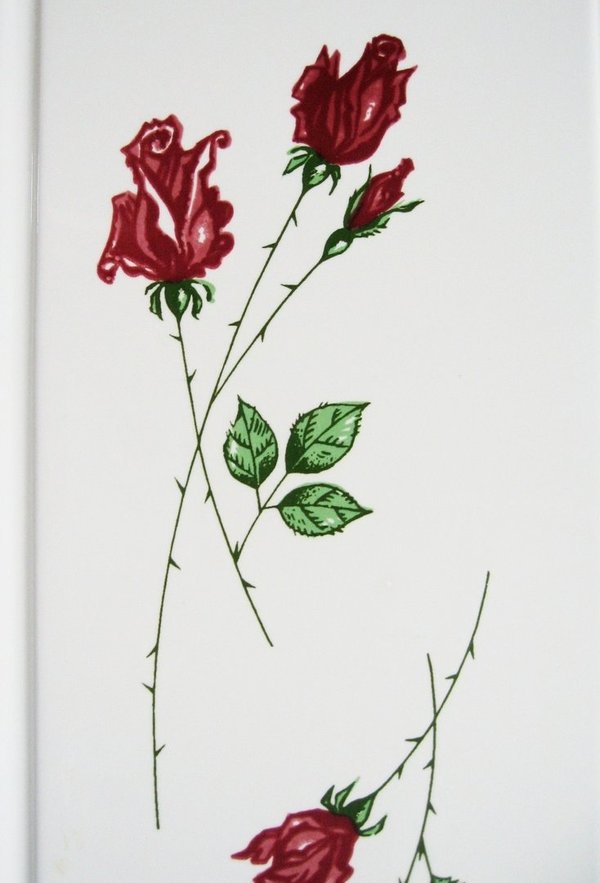 Lange Kuchenplatte mit grazilen roten Rosen