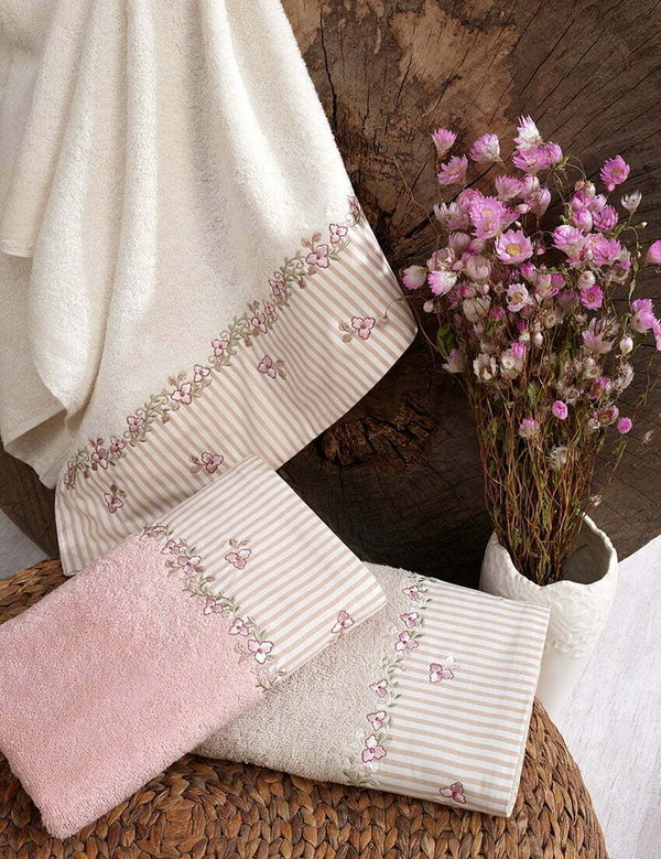 Baumwollhandtuch "Vintage" rosa 70×140 cm von ISABELLE ROSE