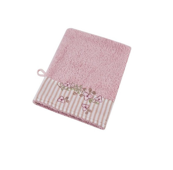 Badehandschuh aus Baumwolle "Vintage" pink 16×21 cm von ISABELLE ROSE