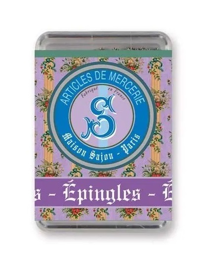 200 Schneider-Stecknadeln extra-dünn Nr.4 – Violettes Etikett mit Blumenmuster von SAJOU